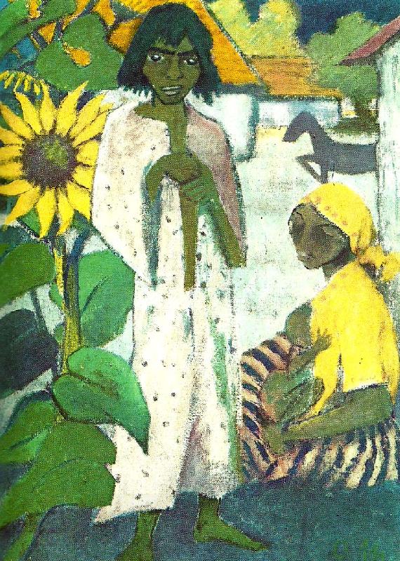Otto Mueller zigenare med solrosor oil painting picture